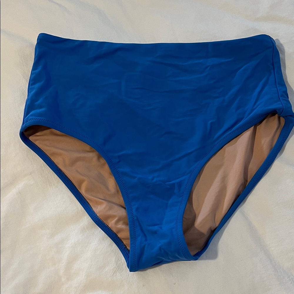 J. Crew High-Rise Bikini Bottom in Bright Blue